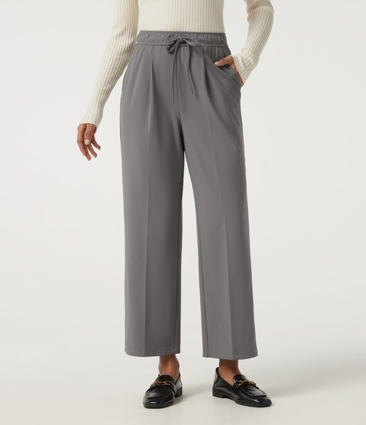 Halara Flex™ DayStretch High Waisted Drawstring Tapered Pleated Work Pants with Pockets