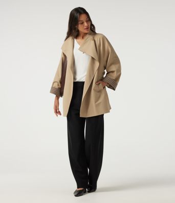 Lapel Raglan Long Sleeve Belted Work Jacket with Pockets