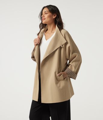 Lapel Raglan Long Sleeve Belted Work Jacket with Pockets