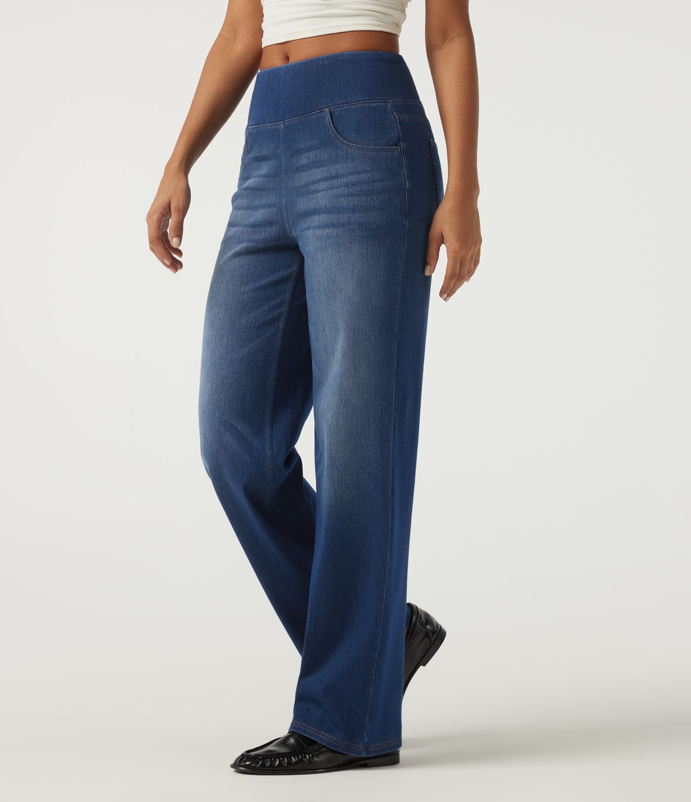 Halara Flex™  High Waisted Tummy Control Straight Leg Casual Cotton Jeans with Pockets