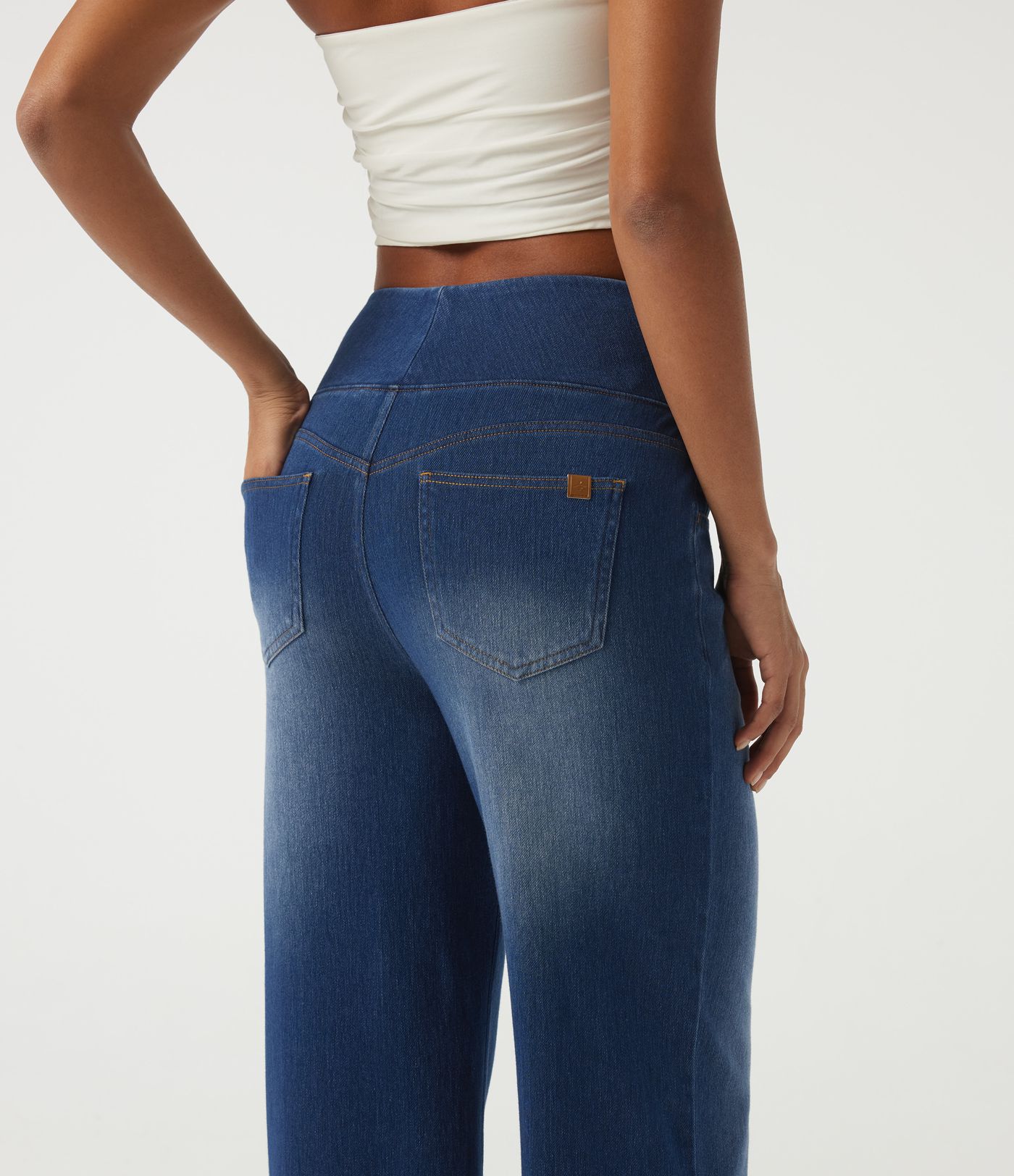Halara Flex™  High Waisted Tummy Control Straight Leg Casual Cotton Jeans with Pockets