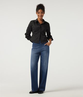 Halara Flex™  High Waisted Tummy Control Straight Leg Casual Cotton Jeans with Pockets
