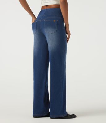 Halara Flex™  High Waisted Tummy Control Straight Leg Casual Cotton Jeans with Pockets