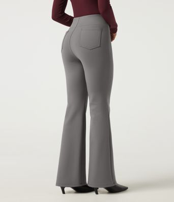 High Waisted Flare Work Pants with Pockets High Waisted Flare Work Pants with Pockets