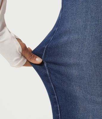 Jeans casuales de algodón de tiro alto y pernera recta con bolsillos Jeans casuales de algodón de tiro alto y pernera recta con bolsillos