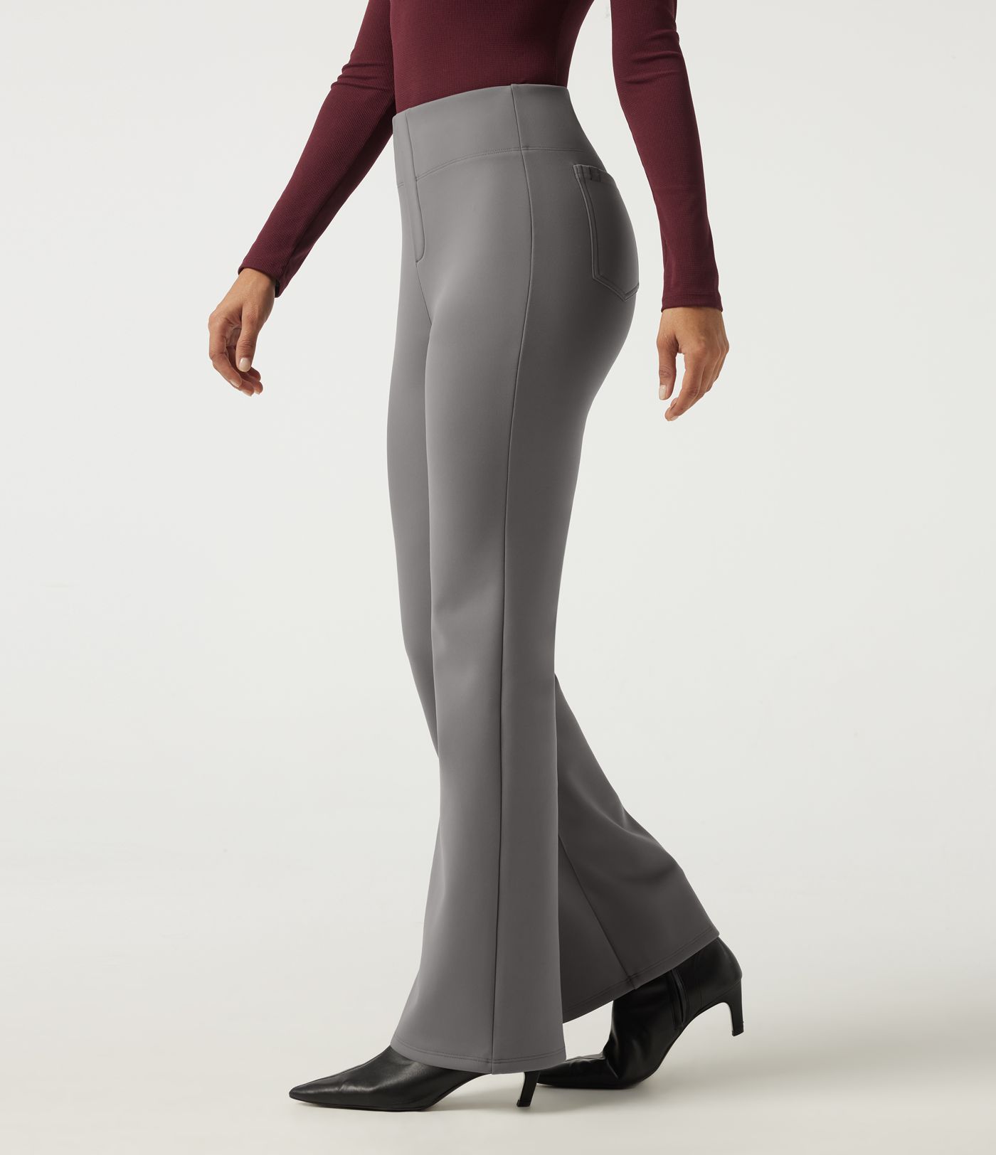 High Waisted Flare Work Pants with Pockets High Waisted Flare Work Pants with Pockets