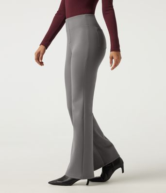 High Waisted Flare Work Pants with Pockets High Waisted Flare Work Pants with Pockets