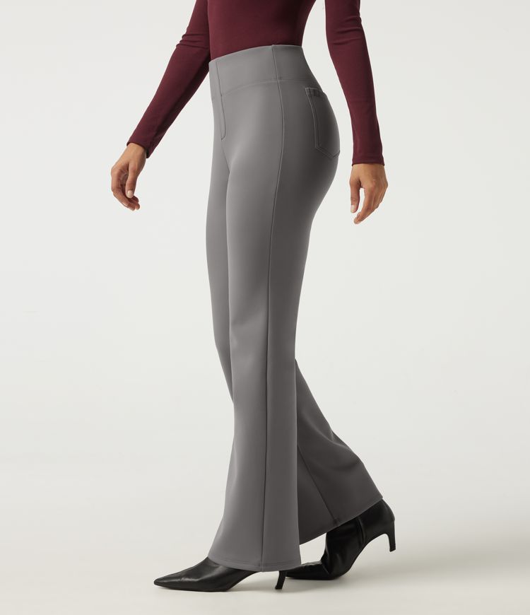 High Waisted Flare Work Pants with Pockets High Waisted Flare Work Pants with Pockets