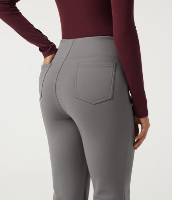 High Waisted Flare Work Pants with Pockets High Waisted Flare Work Pants with Pockets