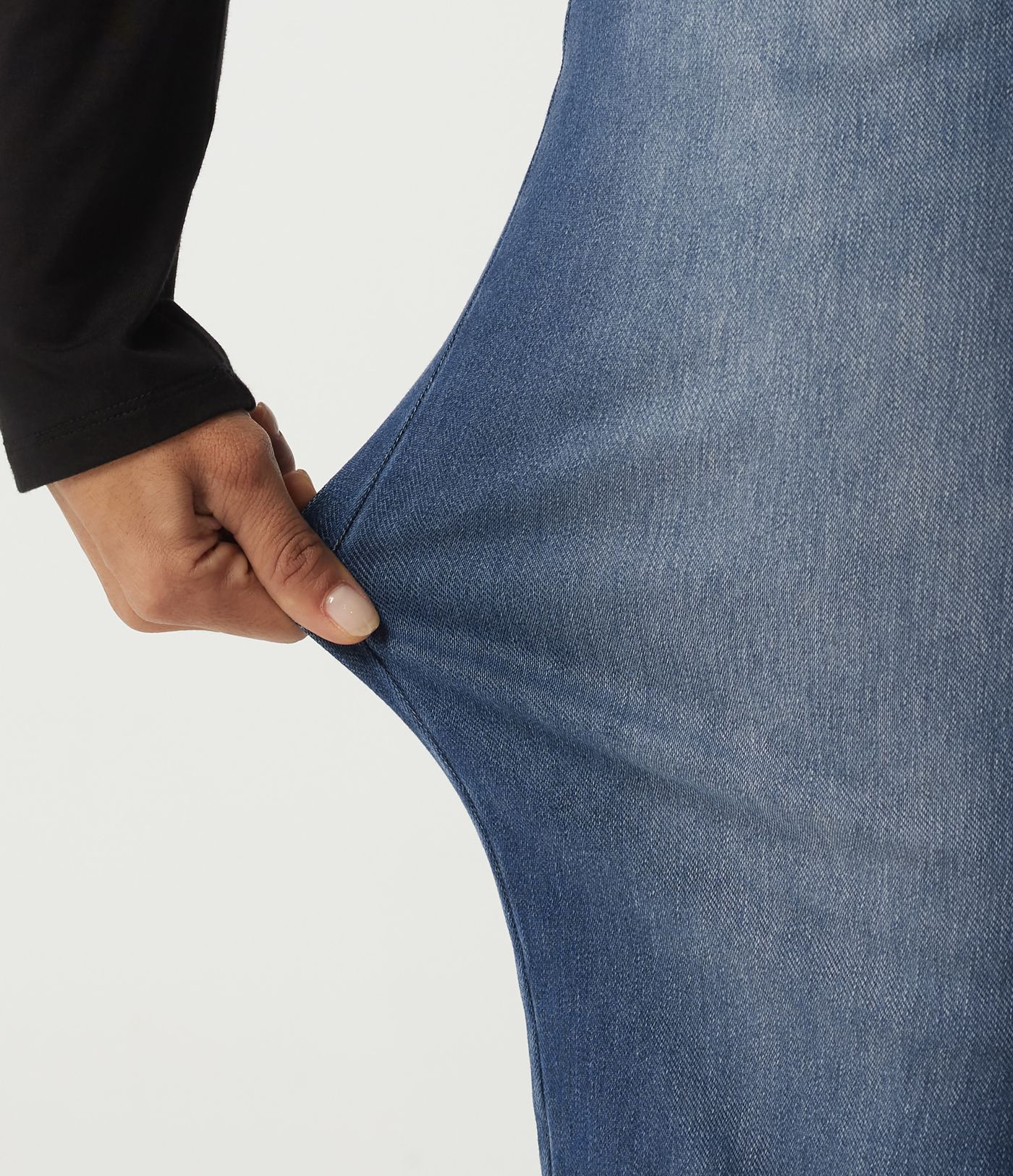 Halara Flex™ lässige Baumwoll-Jeans mit mittelhohem Bund, geradem Bein und Taschen Halara Flex™ lässige Baumwoll-Jeans mit mittelhohem Bund, geradem Bein und Taschen