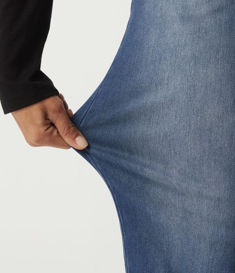 Halara Flex™ lässige Baumwoll-Jeans mit mittelhohem Bund, geradem Bein und Taschen Halara Flex™ lässige Baumwoll-Jeans mit mittelhohem Bund, geradem Bein und Taschen