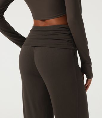 Mid Rise Ruched Stirrup Casual Joggers with Pockets