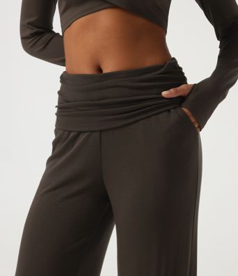 Mid Rise Ruched Stirrup Casual Joggers with Pockets