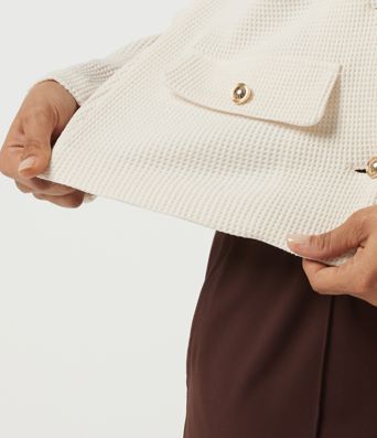 Round Neck Long Sleeve Waffle Casual Jacket