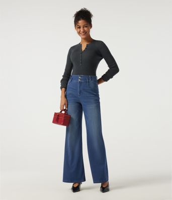 Halara Flex™ High Waisted Bootcut Casual Cotton Jeans with Pockets