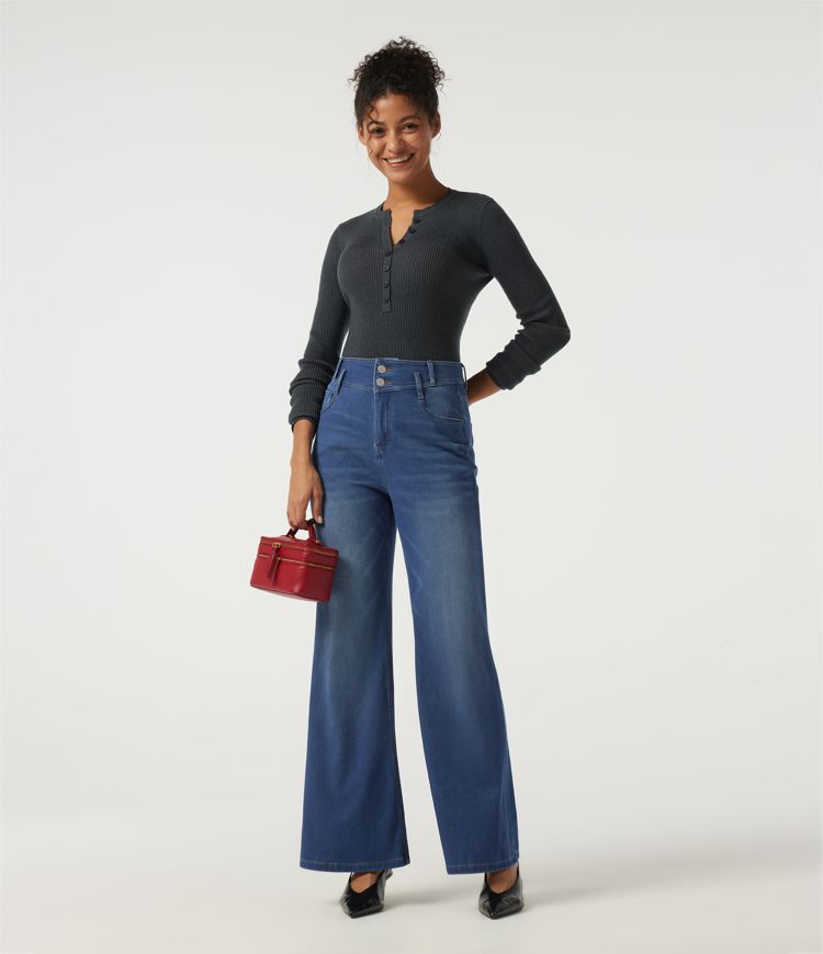 Halara Flex™ High Waisted Bootcut Casual Cotton Jeans with Pockets