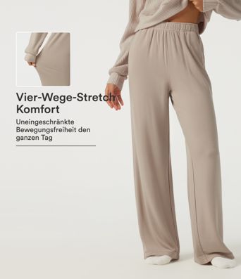Lounge-Hose mit hohem Bund, Seitentaschen und geradem Bein Lounge-Hose mit hohem Bund, Seitentaschen und geradem Bein