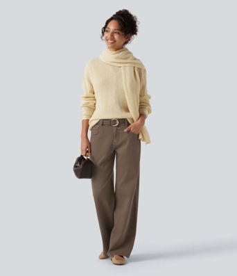 Halara Flex™ Low Rise Wide Leg Casual Jeans with Pockets Halara Flex™ Low Rise Wide Leg Casual Jeans with Pockets