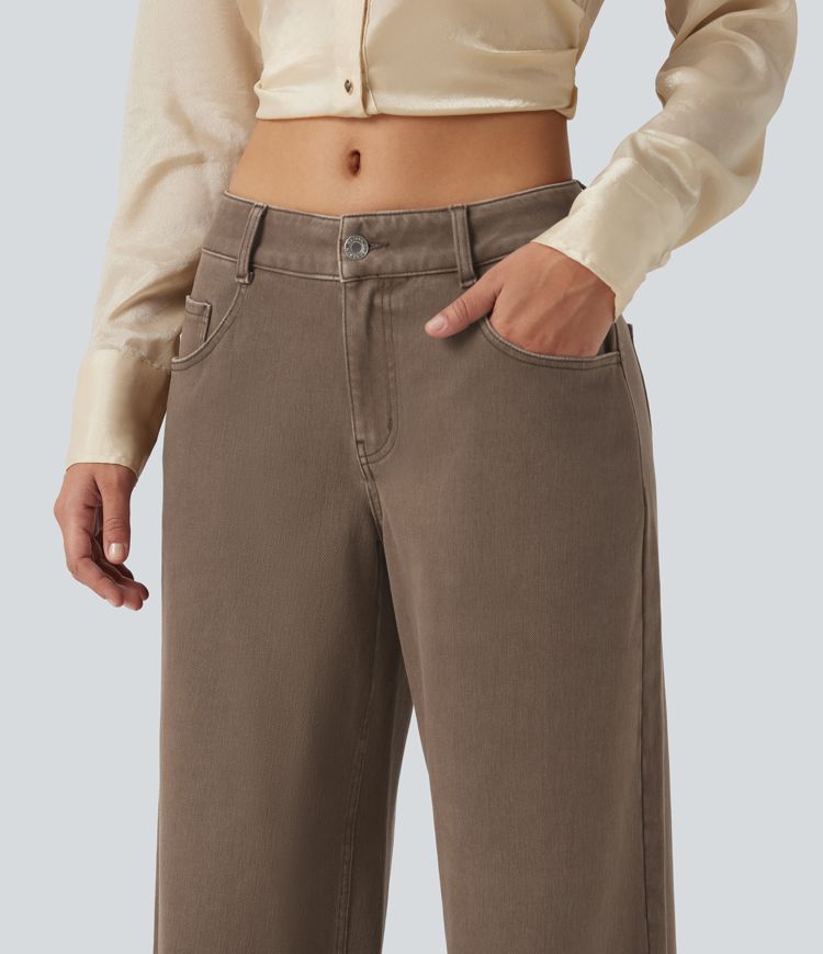 Halara Flex™ Low Rise Wide Leg Casual Jeans with Pockets Halara Flex™ Low Rise Wide Leg Casual Jeans with Pockets