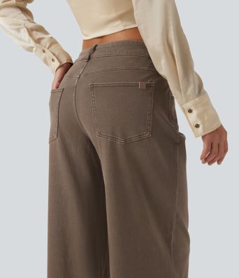 Halara Flex™ Low Rise Wide Leg Casual Jeans with Pockets Halara Flex™ Low Rise Wide Leg Casual Jeans with Pockets
