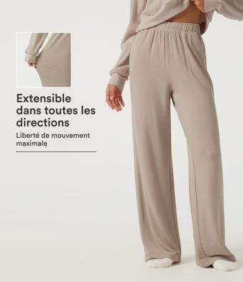 Pantalon détente taille haute coupe droite avec poches