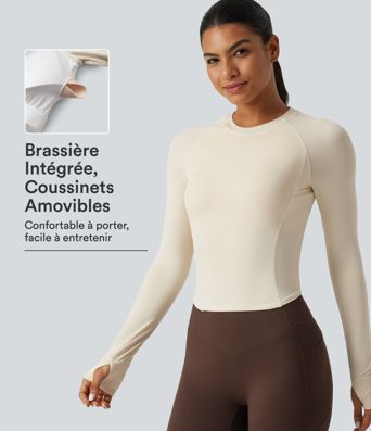 Haut de yoga effet frais InstantCool ajusté à col rond, manches raglan et coussinets amovibles Haut de yoga effet frais InstantCool ajusté à col rond, manches raglan et coussinets amovibles