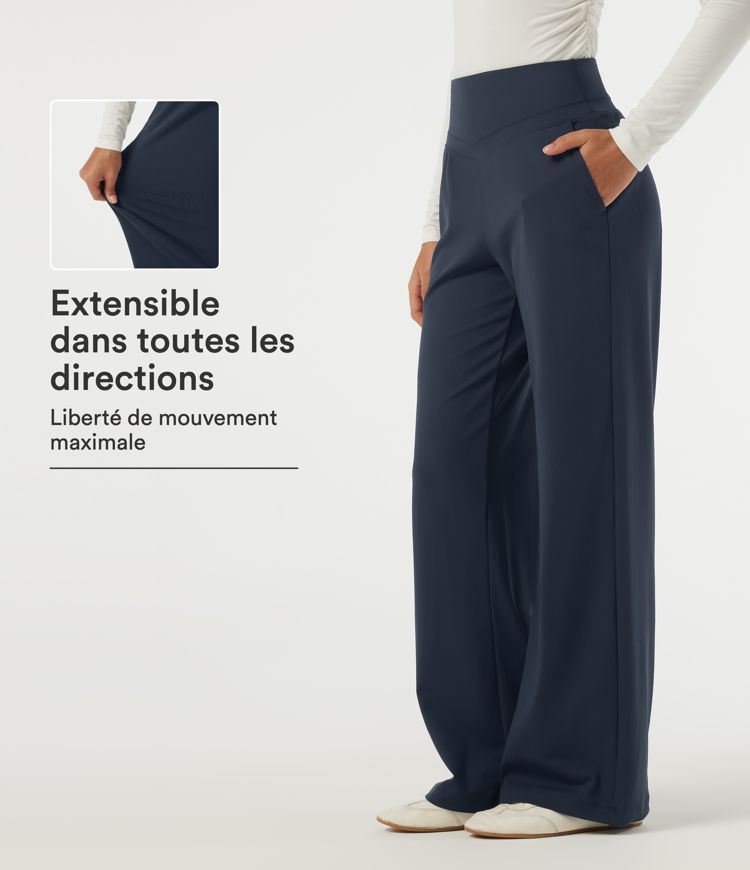 Midnight Blue Pantalon de bureau Halara Flex™ DayStretch taille haute coupe droite avec poches / 1