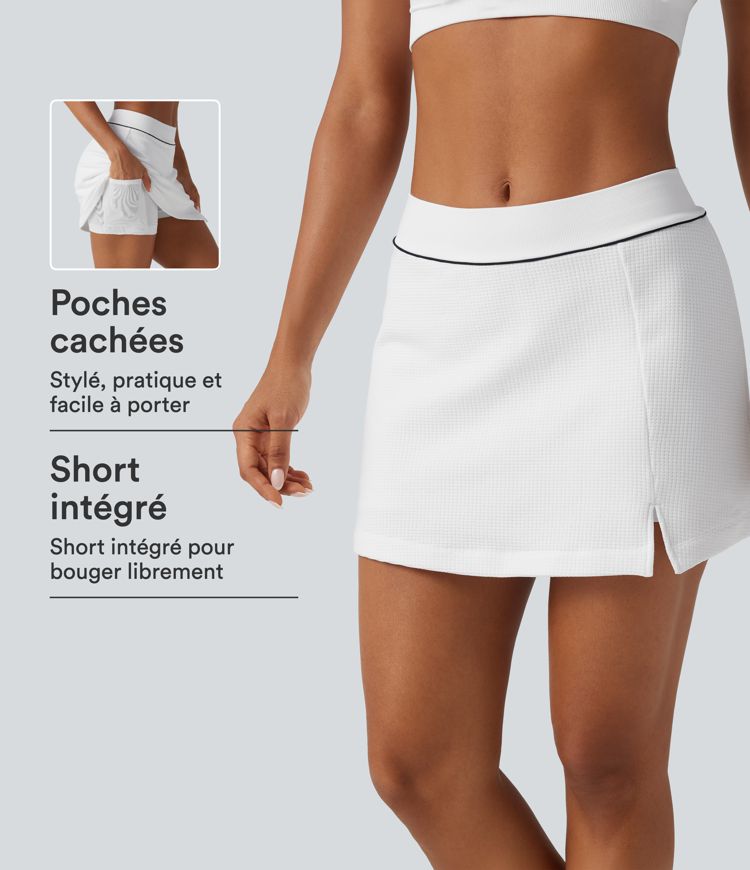 Jupe-short mini OneForm Seamless taille mi-haute coupe trapèze avec short intégré et poche Jupe-short mini OneForm Seamless taille mi-haute coupe trapèze avec short intégré et poche