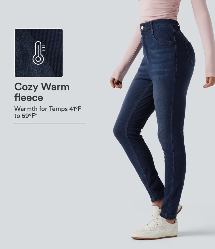 Halara Flex™ Denim Heat High Waisted Skinny Casual Cotton Jeans with Pockets Halara Flex™ Denim Heat High Waisted Skinny Casual Cotton Jeans with Pockets