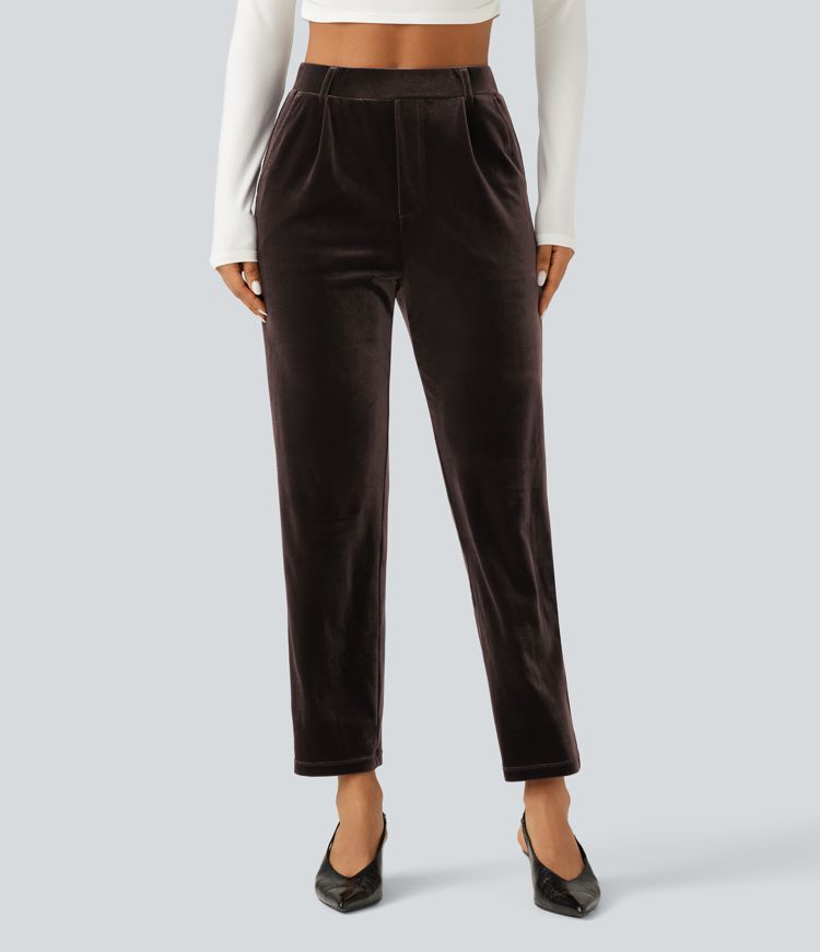 Halara Flex™ High Waisted Velvet Work Trousers with Pockets