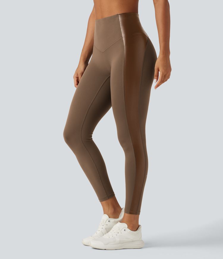Halara UltraSculpt™ High Waisted Stretchy PU Tummy Control Yoga Leggings with Pocket