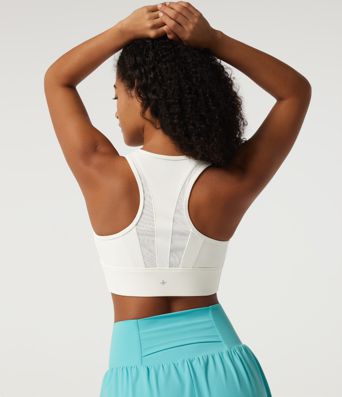 Brassière de running à maintien moyen, encolure en U, empiècements en mesh contrastant, technologie InstantCool, séchage rapide, avec soutien-gorge intégré et protection UPF50+