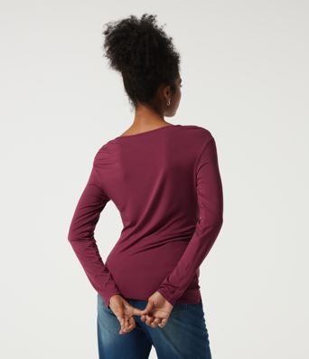 Boat Neck Long Sleeve Ruched Work Top