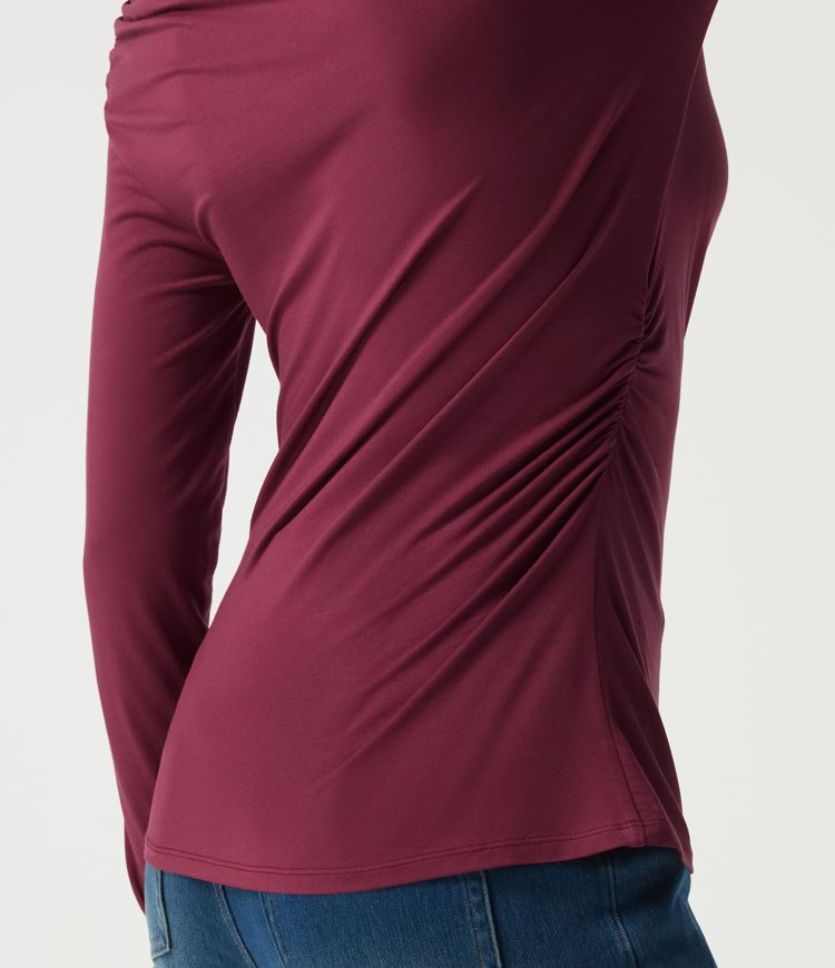 Boat Neck Long Sleeve Ruched Work Top