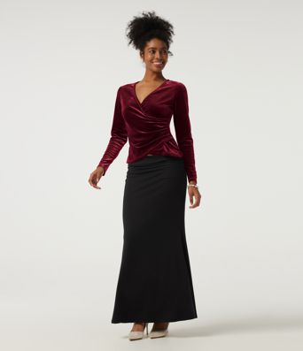 V Neck Long Sleeve Crossover Ruched Velvet Party Top V Neck Long Sleeve Crossover Ruched Velvet Party Top