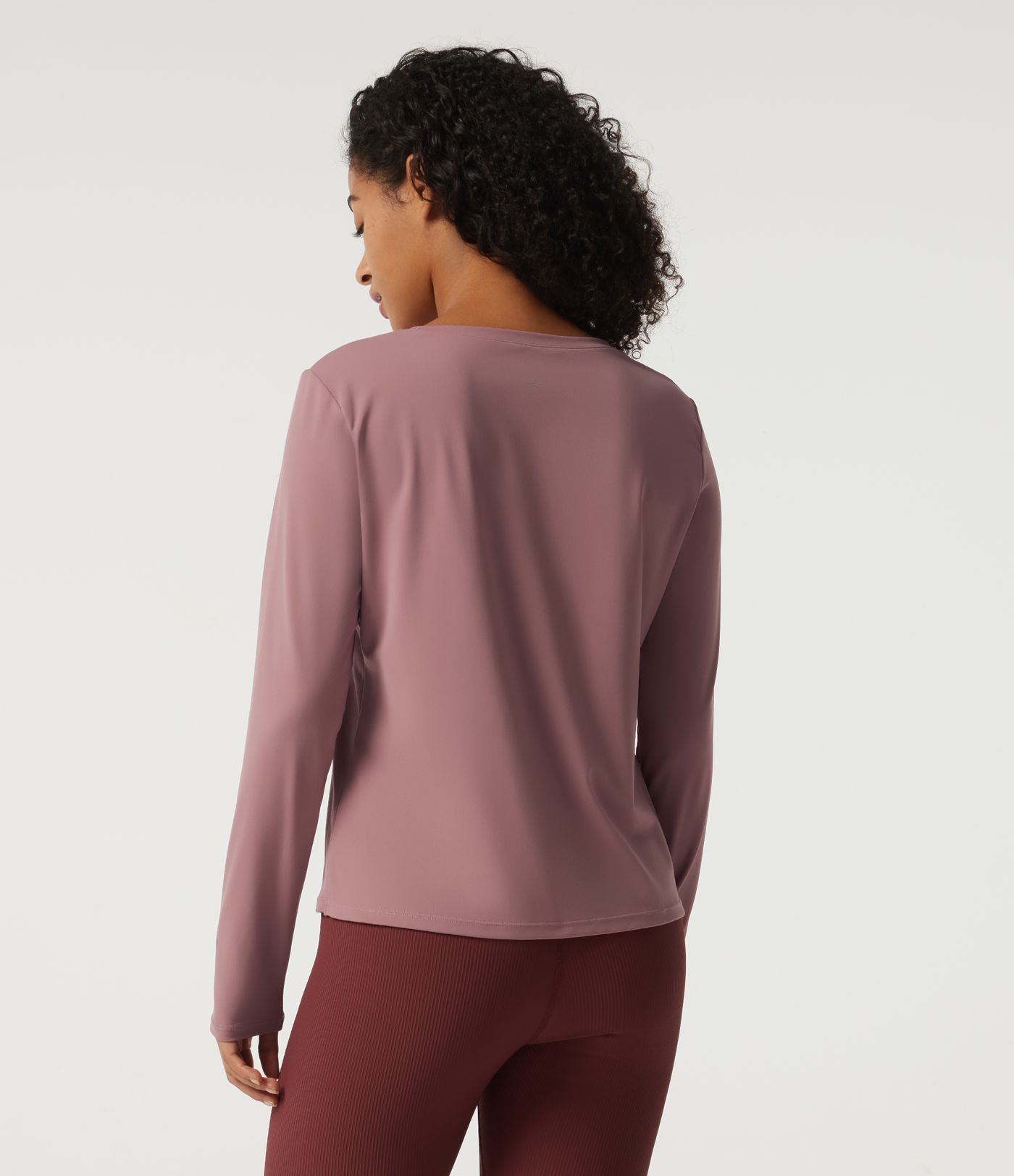 Round Neck Quick Dry Long Sleeve Seam Split Hem Running Sports Top-UPF50+