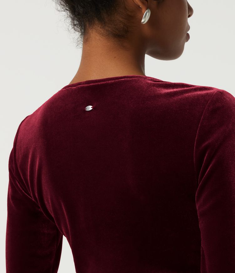 V Neck Long Sleeve Crossover Ruched Velvet Party Top V Neck Long Sleeve Crossover Ruched Velvet Party Top