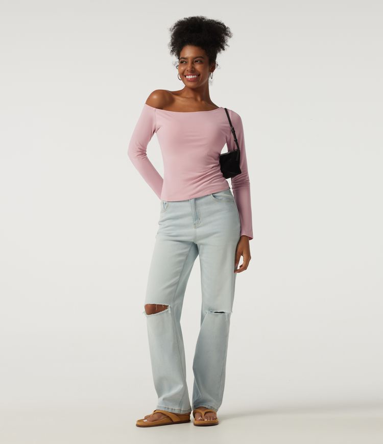 One Shoulder Long Sleeve Asymmetric Casual Top with Built-in Bra One Shoulder Long Sleeve Asymmetric Casual Top with Built-in Bra