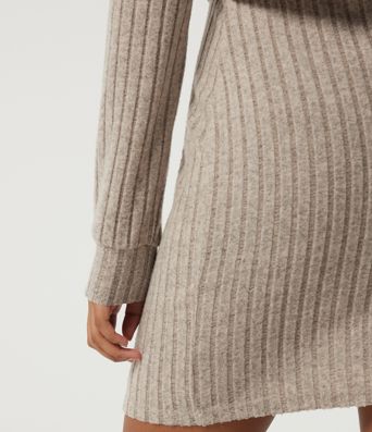 Ribbed Knit Round Neck Long Sleeve 2-Piece Bodycon Mini Casual Dress Ribbed Knit Round Neck Long Sleeve 2-Piece Bodycon Mini Casual Dress