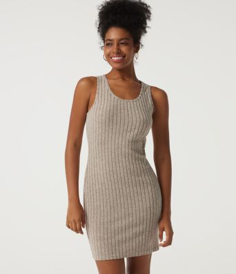 Ribbed Knit Round Neck Long Sleeve 2-Piece Bodycon Mini Casual Dress Ribbed Knit Round Neck Long Sleeve 2-Piece Bodycon Mini Casual Dress