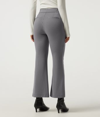 High Waisted Flare Stripe Work Pants with Pockets High Waisted Flare Stripe Work Pants with Pockets