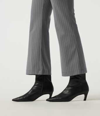 High Waisted Flare Stripe Work Pants with Pockets High Waisted Flare Stripe Work Pants with Pockets