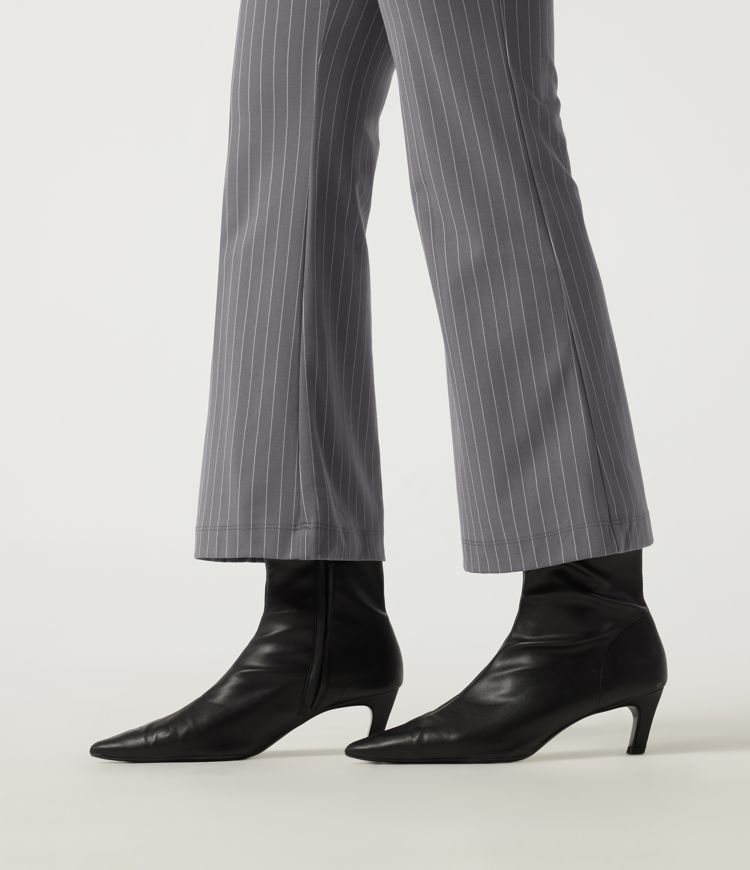 High Waisted Flare Stripe Work Pants with Pockets High Waisted Flare Stripe Work Pants with Pockets