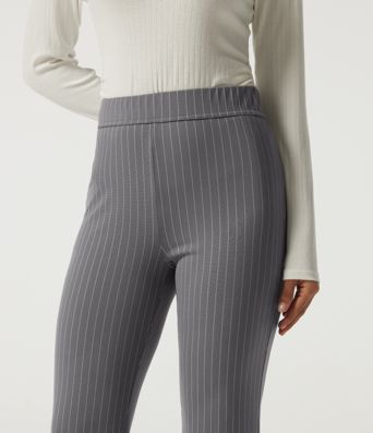High Waisted Flare Stripe Work Pants with Pockets High Waisted Flare Stripe Work Pants with Pockets
