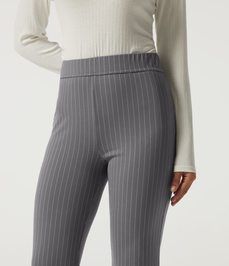 High Waisted Flare Stripe Work Pants with Pockets High Waisted Flare Stripe Work Pants with Pockets