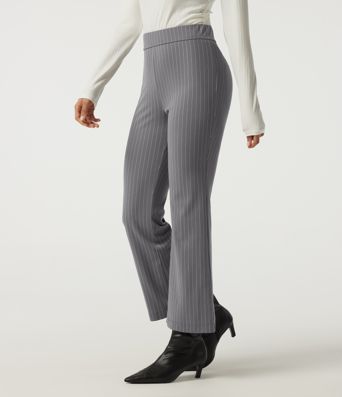 High Waisted Flare Stripe Work Pants with Pockets High Waisted Flare Stripe Work Pants with Pockets