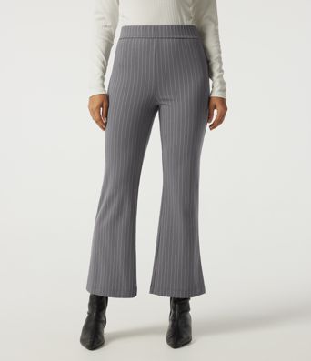 High Waisted Flare Stripe Work Pants with Pockets High Waisted Flare Stripe Work Pants with Pockets