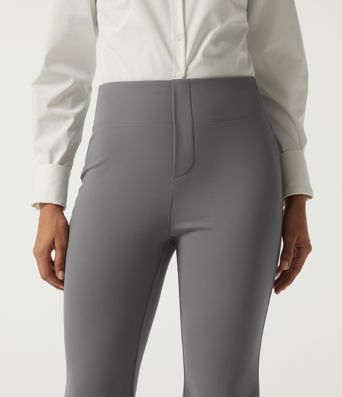 High Waisted Flare Fleece Work Pants with Pockets High Waisted Flare Fleece Work Pants with Pockets