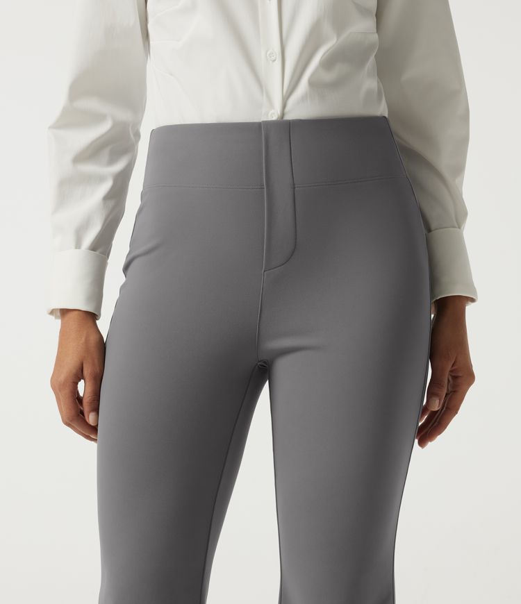 High Waisted Flare Fleece Work Pants with Pockets High Waisted Flare Fleece Work Pants with Pockets