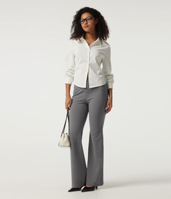 High Waisted Flare Fleece Work Pants with Pockets High Waisted Flare Fleece Work Pants with Pockets
